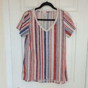 Cato Multicolor Striped V-Neck Tee